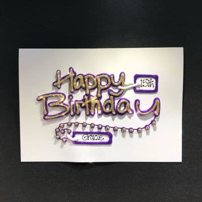 Happy Birthday Double Tag; Purple or Bright Pink