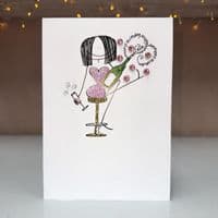 Happy Birthday Lady on Bar Stool