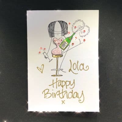 Happy Birthday Lady on Bar Stool