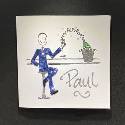 Happy Birthday Man at Bar; Black or Blue