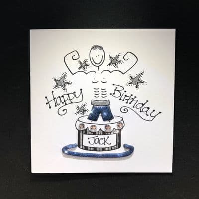 Happy Birthday Muscle Man: Blue or Black