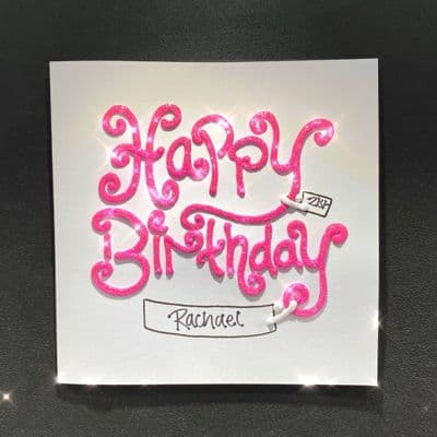 Happy Birthday Swirly; Bright Pink, Baby Pink or Purple