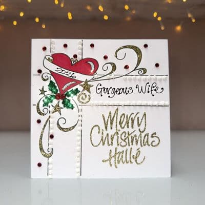 Heart Gift in the Corner Christmas  Card