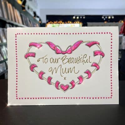 Heart Ribbon; Bright Pink, Baby Pink & Lilac