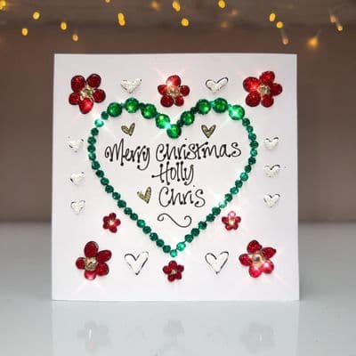Heart with Flowers Christmas Card