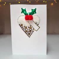 Holly Pudding Heart Christmas Card