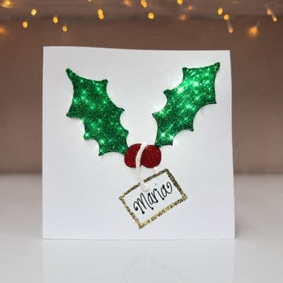 Holly with Tag Christmas Card