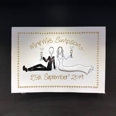 Large  A4 Back to Back Bride & Groom