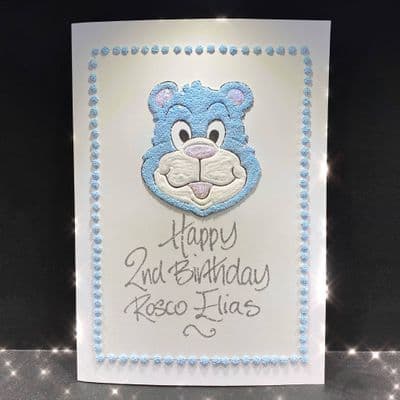 Large A4 Blue Teddy Bear Face