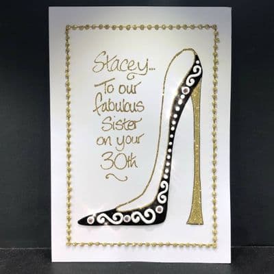 Large A4 High Heel Shoe; Black, Pink, Purple, White or Blue