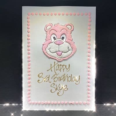 Large A4 Pink Teddy Bear Face