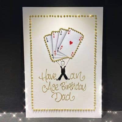 Man Holding Four Aces