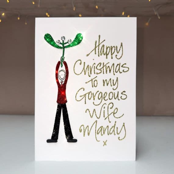Man holding Mistletoe Christmas Card