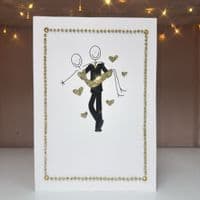Man Holding Woman Anniversary or Engagment Card