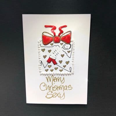 Man in Present Christmas Card
