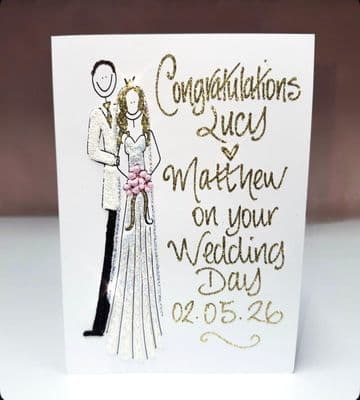 Medium Wedding Couple Side by Side: Grey, Blue or Black Suit