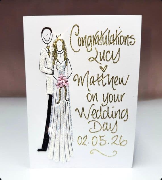 Medium Wedding Couple Side by Side: Grey, Blue or Black Suit