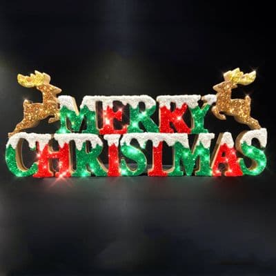 Merry Christmas Sign with Reindeer: Choose your colour