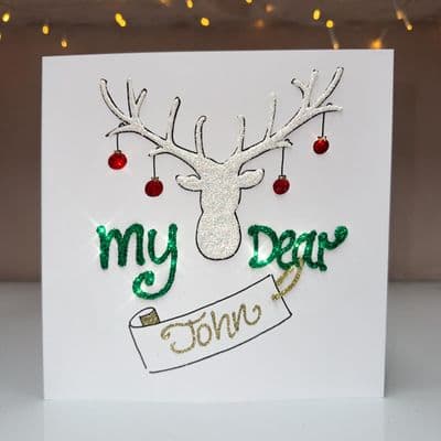 My Dear Reindeer Head Christmas Card