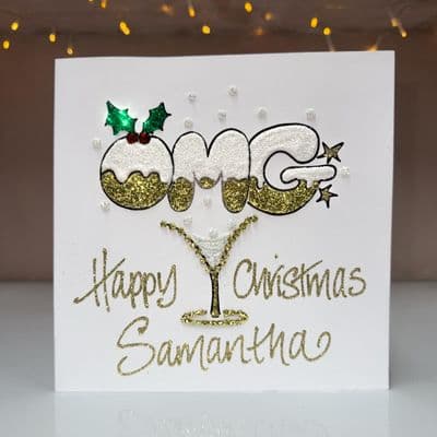 OMG with Cocktail Glass Christmas Card
