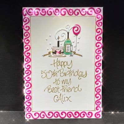 Pink Birthday Cake & Bottle