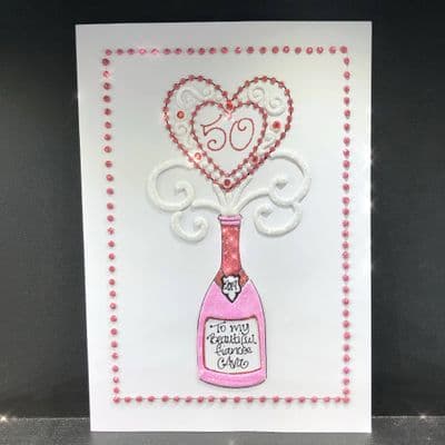 Pink Champagne Heart Bottle; Gold, Silver or Rose