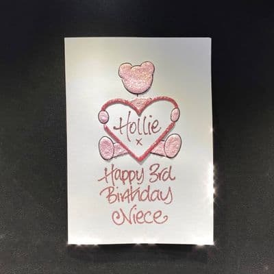 Pink & Rose Gold Teddy Holding Heart