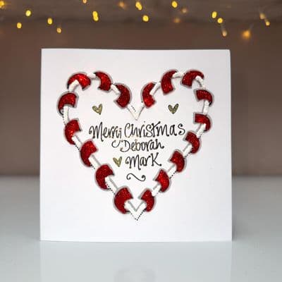 Red Heart Ribbon Christmas  Card