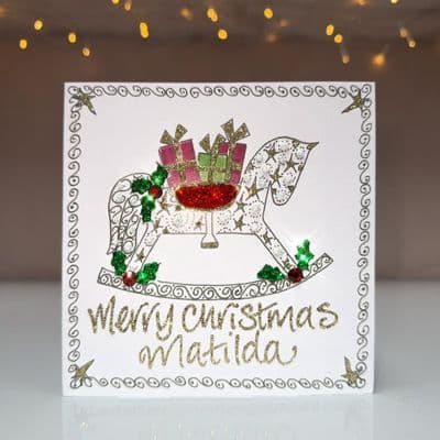 Rocking Horse with Border Christmas Card