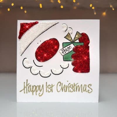 Santa with Gift Christmas Card