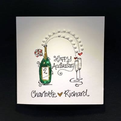 Small Happy Anniversary Bottle; Green, White or Red