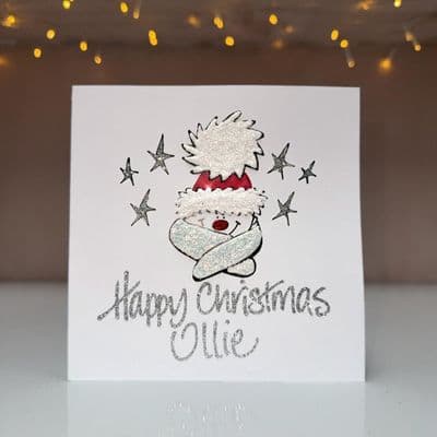 Snow Boy in Hat and Scarf Christmas Card