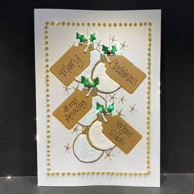 Snowy Baubles with Tags; Gold, Silver or Rose