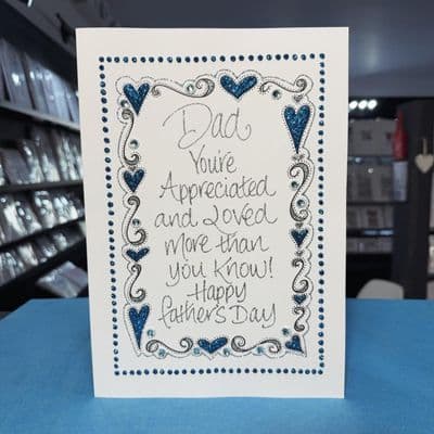 Sparkle Blue Hearts & Swirls Border