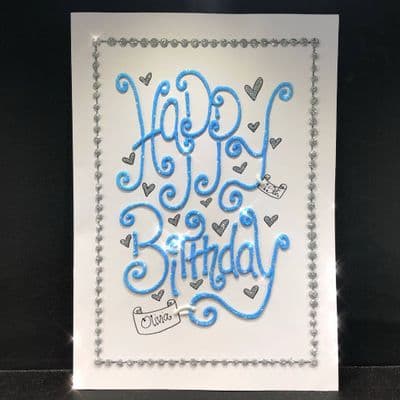 Swirly Happy Birthday; Blue or Pink