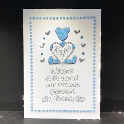 Teddy Holding Heart; Blue, Pink or White