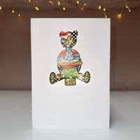 Teddy Hugging Tree Christmas Card