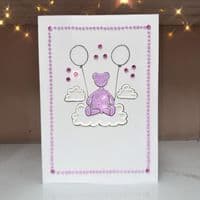 Teddy on Clouds; Pink, Blue, White or Yellow