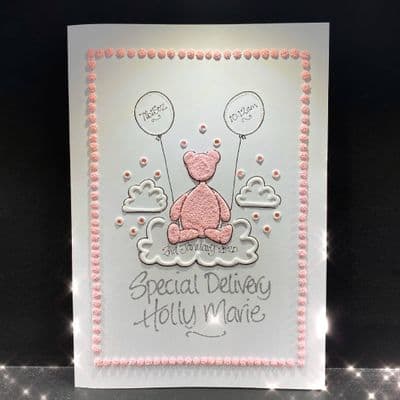 Teddy on Clouds; Pink, Blue, White or Yellow