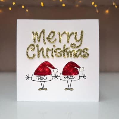 Two Santa Hats Merry Christmas Card