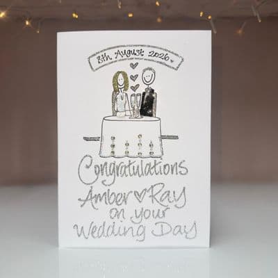 Wedding  Couple at Table:  Silver or Gold