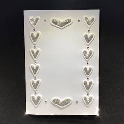 White Hearts & Bling Border; Gold or Silver