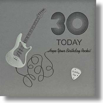 30 Today ( Silver Guitar ) Birthday card