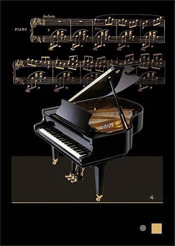 Baby Grand Piano Blank embossed / foiled greeting card