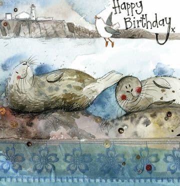 Bathing Seals Birthday card