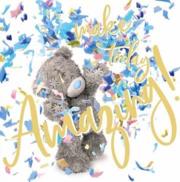 Bear throwing confetti ( 3D ) Birthday card