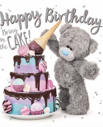 Bear with Cake ( 3D ) Birthday card