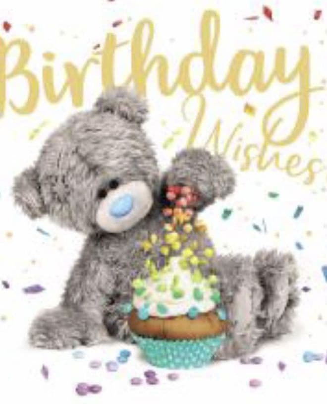 Bear with cup cake ( 3D )  Birthday card