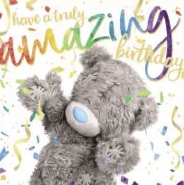 Bear with Streamers ( 3D ) Birthday card