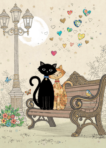 Bench Kitties Blank Greeting card